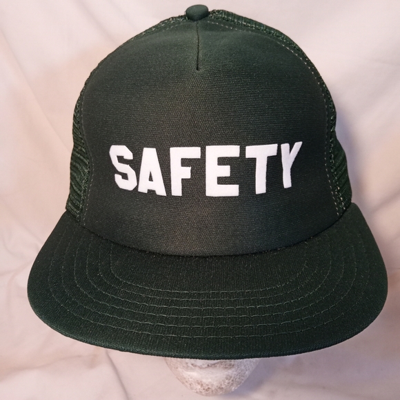 NWOT* Vintage Green Safety Snapback Trucker Hat Cap - Picture 2 of 6